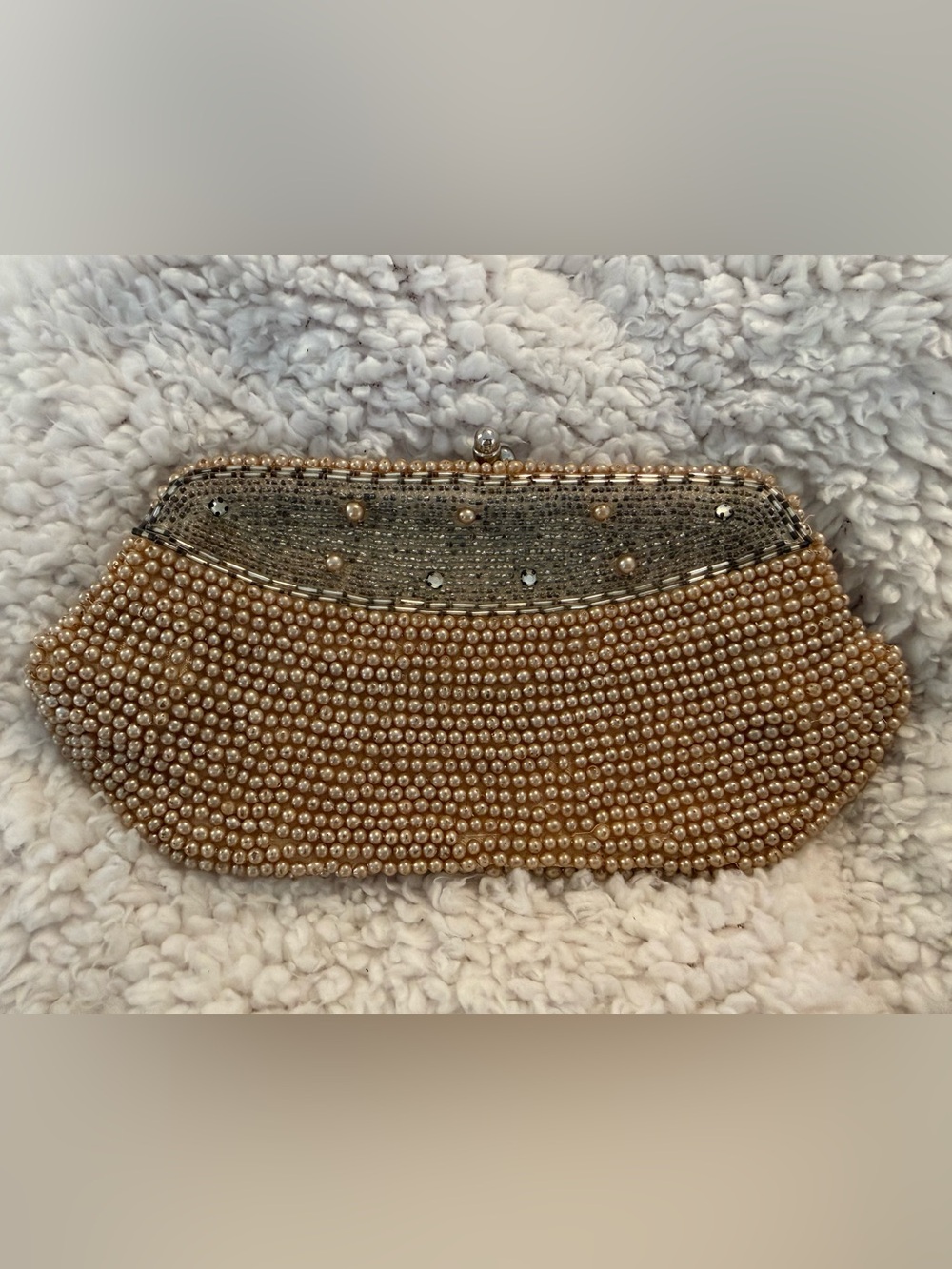Vintage, 1940’s Japanese Gold Pearl Beaded Evening Clutch